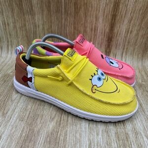 Hey Dude Wally Funk SpongeBob Patrick SquarePants Men's 9 Yellow Pink Loafers